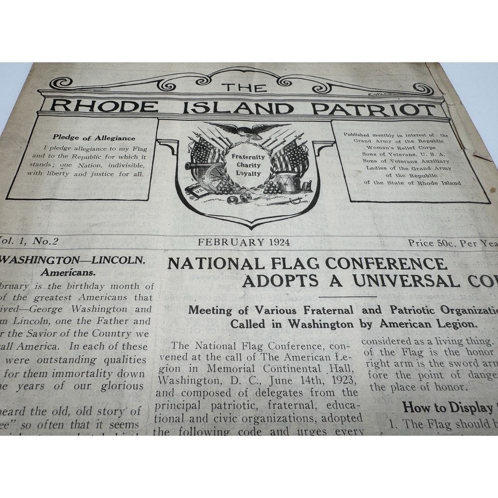 The Rhode Island Patriot 1924 ~ Grand Army of the Republic Womens Relief Corps